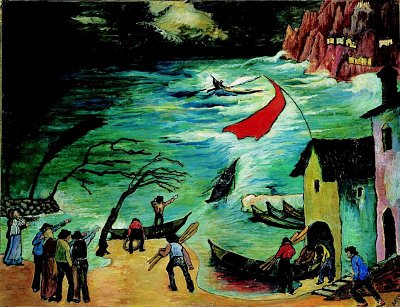 Fischer im Sturm von Marianne von Werefkin als Kunstdruck auf Leinwand