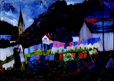Im Dorf um 1910 von Marianne von Werefkin als Kunstdruck auf Leinwand