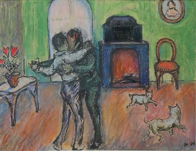 Tanzendes Paar von Marianne von Werefkin als Kunstdruck auf Leinwand