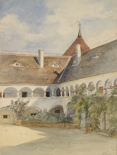 Maria Anzbach Arkadenhof von Marie Egner als Kunstdruck auf Leinwand