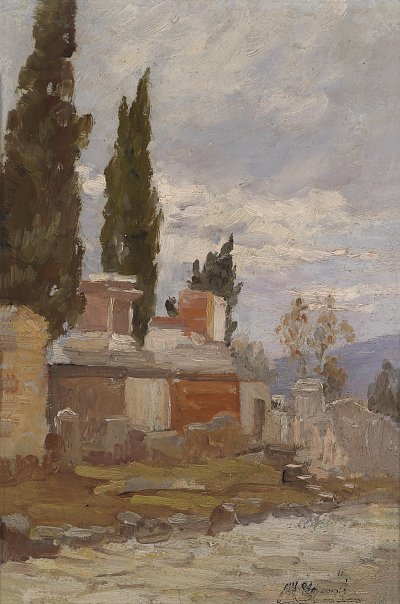 Südliche Landschaft von Marie Egner als Kunstdruck auf Leinwand