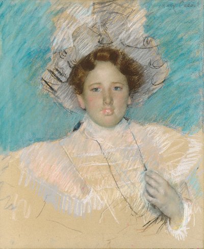Adaline Havemeyer in a White Hat von Mary Cassatt als Kunstdruck auf Leinwand