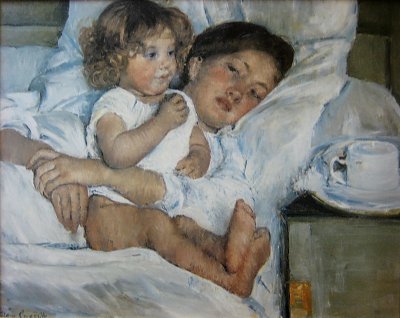 Breakfast in Bed von Mary Cassatt als Kunstdruck auf Leinwand