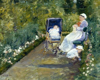 Children in a Garden von Mary Cassatt als Kunstdruck auf Leinwand