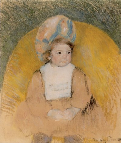 Girl Seated in a Yellow Armchair von Mary Cassatt als Kunstdruck auf Leinwand
