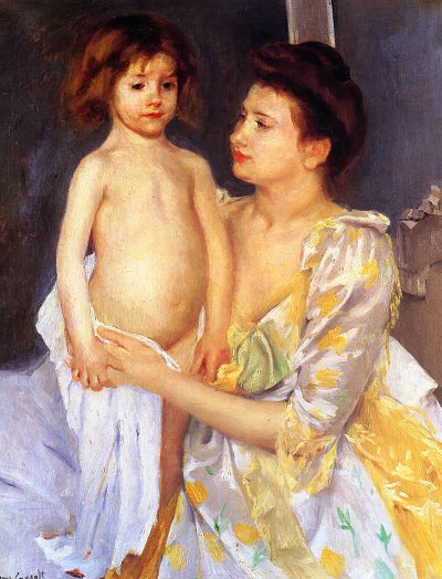 Jules Being Dried by His Mother von Mary Cassatt als Kunstdruck auf Leinwand