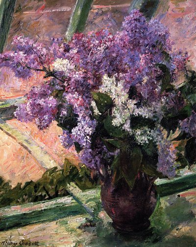 Lilacs in a Window von Mary Cassatt als Kunstdruck auf Leinwand