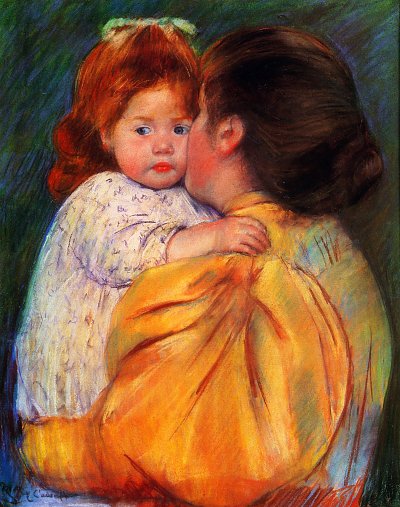 Mary Maternal Kiss von Mary Cassatt als Kunstdruck auf Leinwand