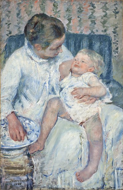 Mother About to Wash Her Sleepy Child von Mary Cassatt als Kunstdruck auf Leinwand