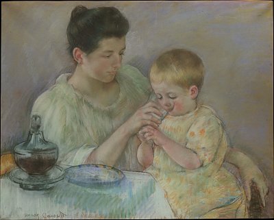 Mother feeding child von Mary Cassatt als Kunstdruck auf Leinwand