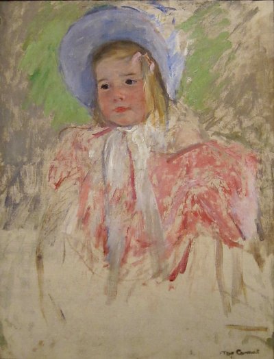 Simone in a Blue Bonnet von Mary Cassatt als Kunstdruck auf Leinwand