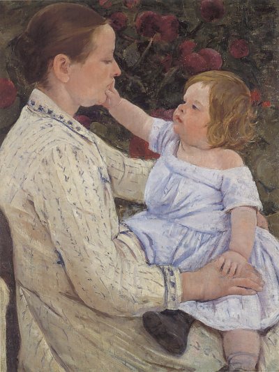 The Child s Caress von Mary Cassatt als Kunstdruck auf Leinwand