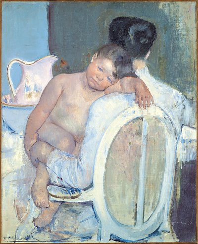 Woman Sitting with a Child in Her Arms von Mary Cassatt als Kunstdruck auf Leinwand