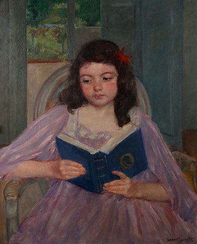 francoise in a round backed chair reading von Mary Cassatt als Kunstdruck auf Leinwand
