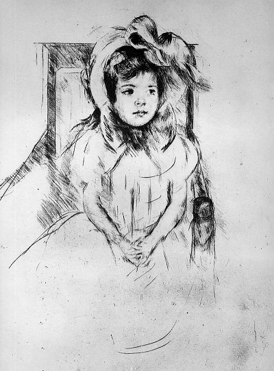 little girl with cap sun von Mary Cassatt als Kunstdruck auf Leinwand