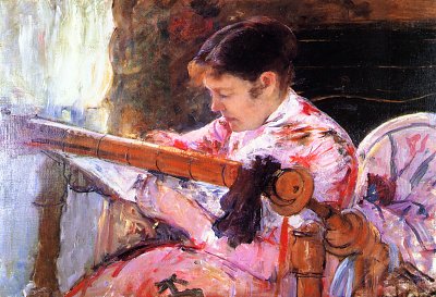 lydia at the tapestry loom von Mary Cassatt als Kunstdruck auf Leinwand