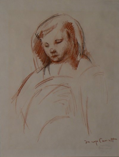 sketch for sara feeding her dog von Mary Cassatt als Kunstdruck auf Leinwand