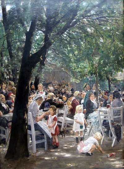 Muenchner Biergarten von Maurice Prendergast als Kunstdruck auf Leinwand
