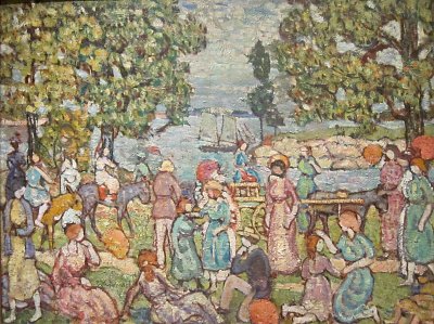On the Beach No 3 von Maurice Prendergast als Kunstdruck auf Leinwand