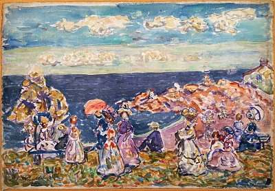 On the Beach von Maurice Prendergast als Kunstdruck auf Leinwand