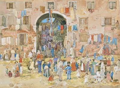 Riva degli Schiavoni von Maurice Prendergast als Kunstdruck auf Leinwand