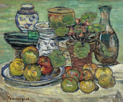 Still life with apples von Maurice Prendergast als Kunstdruck auf Leinwand