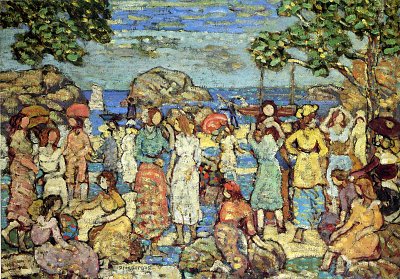 beach at gloucester von Maurice Prendergast als Kunstdruck auf Leinwand