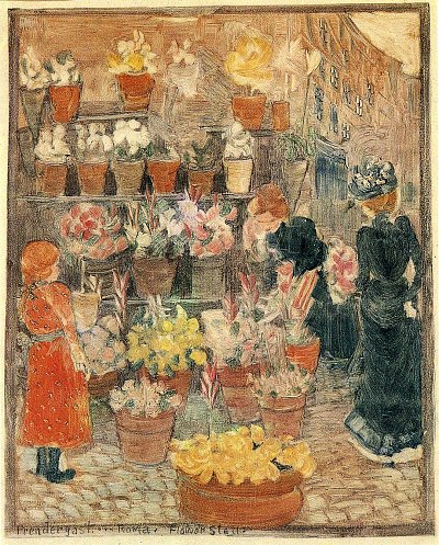 roma flower stall von Maurice Prendergast als Kunstdruck auf Leinwand