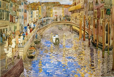 venetian canal scene von Maurice Prendergast als Kunstdruck auf Leinwand