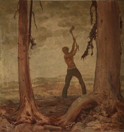 Holzfaeller von Max Frey als Kunstdruck auf Leinwand