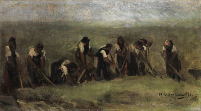 Arbeiter im Ruebenfeld von Max Liebermann als Kunstdruck auf Leinwand