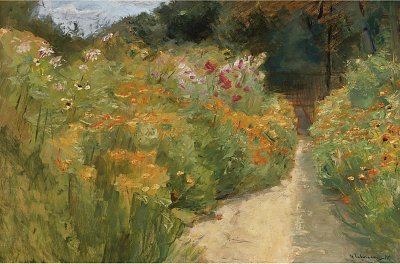 Blumenstauden im Wannseegarten von Max Liebermann als Kunstdruck auf Leinwand