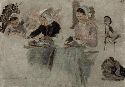 Brabanter Spitzenkloepplerinnen von Max Liebermann als Kunstdruck auf Leinwand