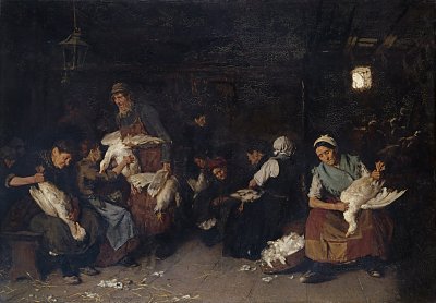 Gaenserupferinnen von Max Liebermann als Kunstdruck auf Leinwand