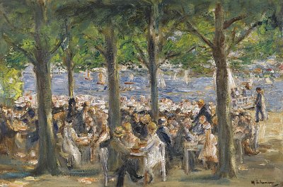 Gartenlokal an der Havel unter Baeumen von Max Liebermann als Kunstdruck auf Leinwand
