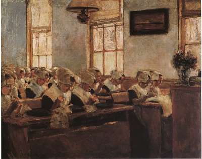 Hollaendische Naehschule von Max Liebermann als Kunstdruck auf Leinwand