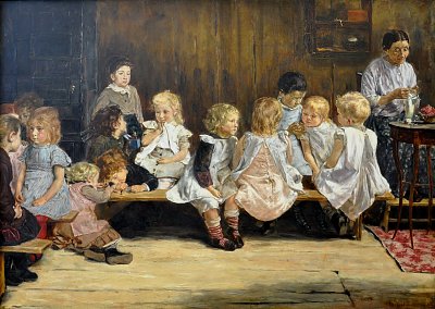 Kleinkinderschule in Amsterdam von Max Liebermann als Kunstdruck auf Leinwand