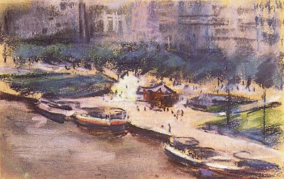 Landungsplatz am Jungfernstieg von Max Liebermann als Kunstdruck auf Leinwand