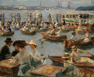 On the Alster in Hamburg von Max Liebermann als Kunstdruck auf Leinwand