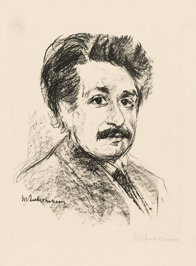 Portrait Albert Einstein von Max Liebermann als Kunstdruck auf Leinwand