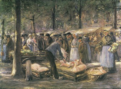 Schweinemarkt in Haarlem von Max Liebermann als Kunstdruck auf Leinwand
