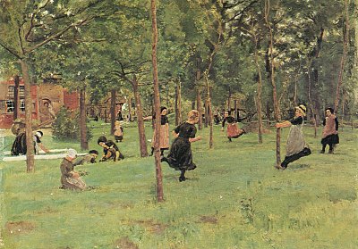 Spielende Kinder von Max Liebermann als Kunstdruck auf Leinwand