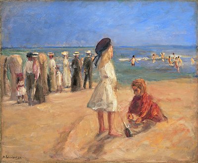 Strandleben von Max Liebermann als Kunstdruck auf Leinwand