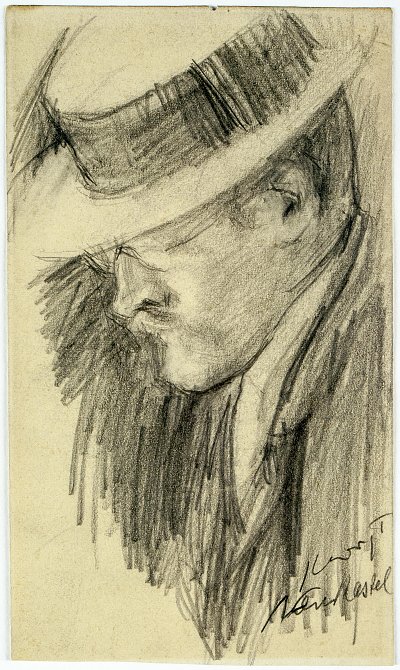 Selbstbildnis um 1899 von Max Slevogt als Kunstdruck auf Leinwand