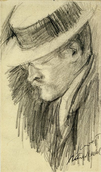 Selbstbildnis von Max Slevogt als Kunstdruck auf Leinwand