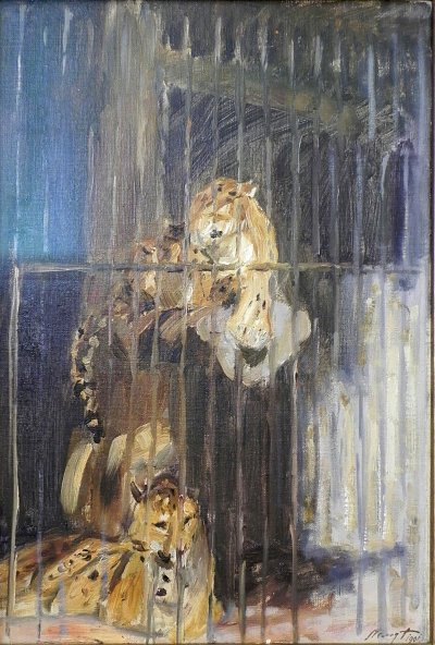 Zwei Leoparden von Max Slevogt als Kunstdruck auf Leinwand