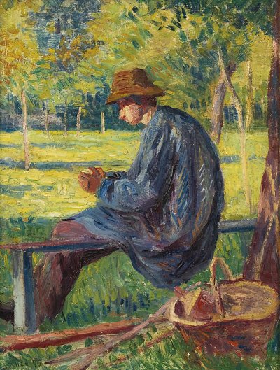 Ludovic Rodo Pissarr dans le Jardin de son pere a Eragny von Maximilien Luce als Kunstdruck auf Leinwand