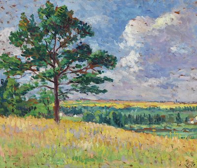 Paysage pres de Mereville von Maximilien Luce als Kunstdruck auf Leinwand