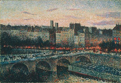 Quai de ecole paris le soir von Maximilien Luce als Kunstdruck auf Leinwand