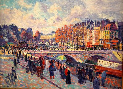 Quayside by the Seine in Paris von Maximilien Luce als Kunstdruck auf Leinwand